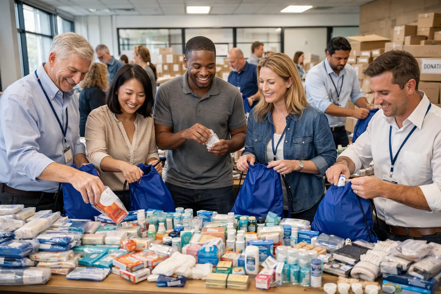 Team member assembling a Purpose Pack